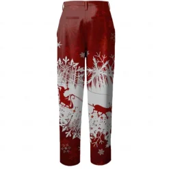 New OUKU Christmas Men's Geometric Dress Pants Mid Waist Casual Party Evening Wear Dailywear Holiday Zipper Pocket Summer Spring Fall 3D Print Red Blue Green