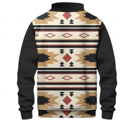 Outlet OUKU Christmas Men's Plaid Ethnic Sweatshirt Sweatshirt Long Sleeve Sweatshirt Stand Collar Daily Basic Ethnic Print Vacation Holiday Buttons Spring Fall Winter Black