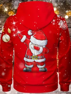 Online OUKU Christmas Men's Santa Claus 3D Hoodies Unisex Pullover Yellow Red Royal Blue Blue Green Hooded Santa Claus Graphic Prints Print Daily Sports 3D Print Designer Casual Big and Tall Spring & Fall