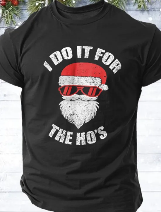 Sale OUKU Christmas Men's Santa Claus funny christmas T Shirt 100% Cotton Short Sleeve Graphic Shirt Black Wine Red Comfortable Tee Vacation Street Fashion Designer Clothing