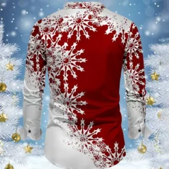 Sale OUKU Christmas Men's Snowflake Satin Shirt Dress Shirt Button Up Shirt Long Sleeve Casual Vacation Party Evening Wear Dailywear Summer Spring Fall Collared Shirts 3D Print Yellow Red Blue Purple Green