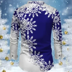 Sale OUKU Christmas Men's Snowflake Satin Shirt Dress Shirt Button Up Shirt Long Sleeve Casual Vacation Party Evening Wear Dailywear Summer Spring Fall Collared Shirts 3D Print Yellow Red Blue Purple Green