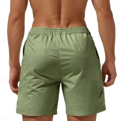 Online OUKU Coconut Tree Men's Cotton Linen Shorts Summer Hawaiian Shorts Beach Shorts Print Drawstring Elastic Waist Breathable Soft 10% Linen Shorts Casual Daily Holiday Streetwear