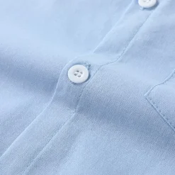 Clearance OUKU Cotton And Linen Classic Men's Shirt Linen Shirt Summer Shirt Beach Shirt Button Up Shirt Black White Blue Short Sleeve Plain Turndown Summer Vacation Holiday Clothing Apparel