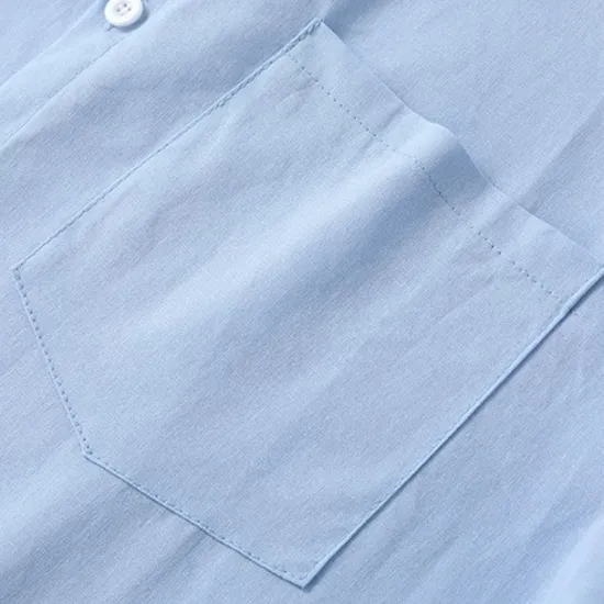 Clearance OUKU Cotton And Linen Classic Men's Shirt Linen Shirt Summer Shirt Beach Shirt Button Up Shirt Black White Blue Short Sleeve Plain Turndown Summer Vacation Holiday Clothing Apparel