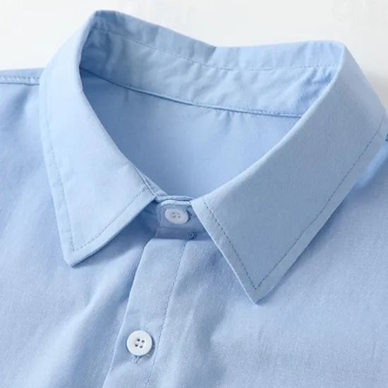 Clearance OUKU Cotton And Linen Classic Men's Shirt Linen Shirt Summer Shirt Beach Shirt Button Up Shirt Black White Blue Short Sleeve Plain Turndown Summer Vacation Holiday Clothing Apparel