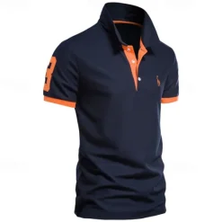 Hot OUKU Cotton Men's Polos Giraffe Embroidery Short Sleeve Polo Shirts for Men High Quality Brand Design Polos Men Clothing