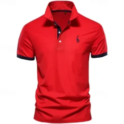 Hot OUKU Cotton Men's Polos Giraffe Embroidery Short Sleeve Polo Shirts for Men High Quality Brand Design Polos Men Clothing