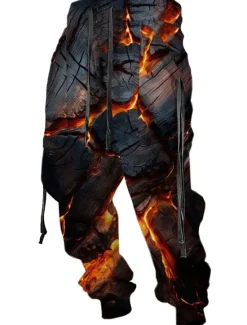 Hot OUKU Crack Abstract Men's 3D Print Sweatpants Joggers Pants Trousers Outdoor Street Casual Daily Polyester Red Blue Purple S M L Mid Waist Elasticity Pants