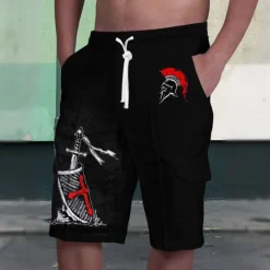 Online OUKU Cross Print Men's Shorts Summer Hawaiian Shorts Casual Shorts Side Pockets Drawstring Elastic Waist Breathable Soft Short Daily Holiday Bottoms Black
