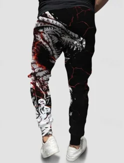 New OUKU Dragon Guardian x LU | Men's Dragon Mythical Creature Dark Style Streetwear Sweatpants