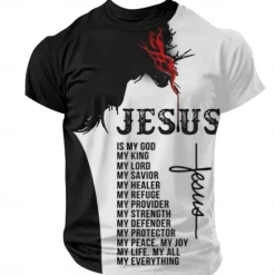 Best OUKU Easter Men's Lion Cross Jesus T Shirt Short Sleeve T shirt 3D Print Crew Neck Shirt Simple Religious Street Style Street Casual Black 1 Blue 2# Blue 1# Summer Spring Clothing Apparel S M L XL XXL XXXL