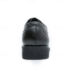 OUKU Elegant Brown Faux Leather Dress Shoes with Brogue Detailing for Professional and Business Settings