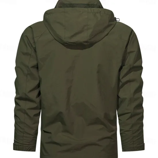 OUKU Embroidered Casual Men's Lightweight Waterproof Hooded Rain Jacket Outdoor Raincoat Shell Jacket for Hiking Travel
