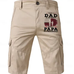 Sale OUKU Father's Day papa shirts Papa Print Men's Cargo Shorts Cotton Drawstring Classic Cargo Stretch Short with Multiple Pockets Sports Outdoor Fashion Designer Shorts