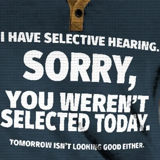 Online OUKU Funny Slang I Have Selective Hearing Sorry You Weren't Selected Today Men's Street Style Waffle Henley Shirt T shirt Tee Street Sports Outdoor Casual T shirt Dark Brown Black Blue Green