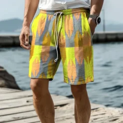 New OUKU Geometry Men's Resort 3D Printed Board Shorts Swim Trunks Elastic Waist Drawstring with Mesh Lining Aloha Hawaiian Style Holiday Beach S TO 3XL