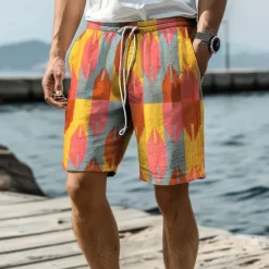 New OUKU Geometry Men's Resort 3D Printed Board Shorts Swim Trunks Elastic Waist Drawstring with Mesh Lining Aloha Hawaiian Style Holiday Beach S TO 3XL