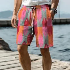 New OUKU Geometry Men's Resort 3D Printed Board Shorts Swim Trunks Elastic Waist Drawstring with Mesh Lining Aloha Hawaiian Style Holiday Beach S TO 3XL
