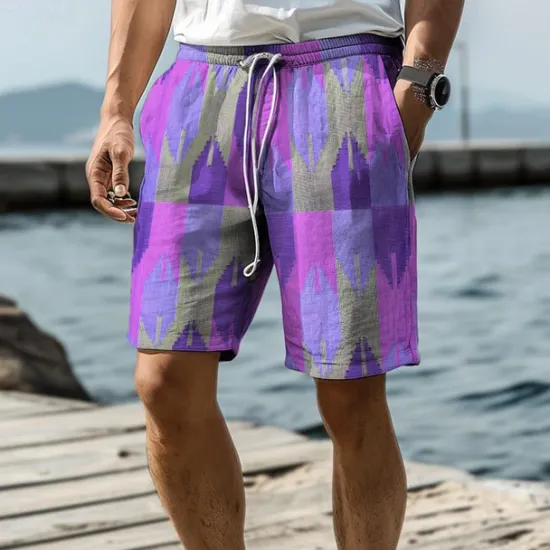 New OUKU Geometry Men's Resort 3D Printed Board Shorts Swim Trunks Elastic Waist Drawstring with Mesh Lining Aloha Hawaiian Style Holiday Beach S TO 3XL