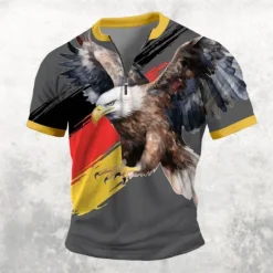 OUKU Germany Flag Eagle Patriotic Casual Men's 3D Print T shirt Tee Daily T shirt White Red Dark Blue Short Sleeve Shirt Spring & Summer Clothing Apparel S M L XL XXL 3XL