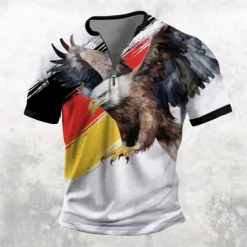 OUKU Germany Flag Eagle Patriotic Casual Men's 3D Print T shirt Tee Daily T shirt White Red Dark Blue Short Sleeve Shirt Spring & Summer Clothing Apparel S M L XL XXL 3XL