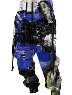 Sale OUKU Graffiti Abstract Men's 3D Print Sweatpants Joggers Pants Trousers Outdoor Street Casual Daily Polyester Red Blue Purple S M L Mid Waist Elasticity Pants