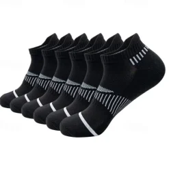 OUKU 21Grams Men's 6 Pieces Multi Packs Socks Running Socks Casual Socks Black White Color Stripes Sports & Outdoor Daily Vacation Basic Medium Spring Fall Fashion Casual