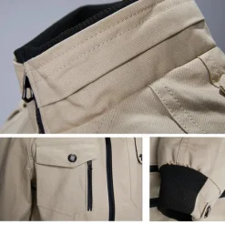 OUKU Graphic American US Flag Men's Standing Collar Jacket Zip Up Combat Bomber Jacket Tactical Cargo Outwear Cotton Comfy Breathable Coat With Pockets