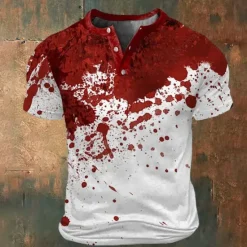 Best OUKU Graphic Blood stains Sports Fashion Exaggerated Men's T shirt Tee Street Sports Outdoor T shirt Red Blue Green Crew Neck Shirt Summer Spring Clothing Apparel S M L XL XXL XXXL