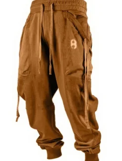 Discount OUKU Halloween Cargo Pants Mens Graphic Letter Vintage 3D Print Sweatpants Trousers Outdoor Street Casual Daily Polyester Black Green Khaki Mid Waist Elasticity Unanswerable Harem Brown