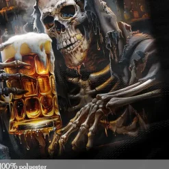 Online OUKU Halloween Day of the Dead Skull Men's Skull Beer T shirt Short Sleeve T shirt 3D Print Crew Neck Shirt Designer Gothic Party Street Summer Spring Clothing Apparel