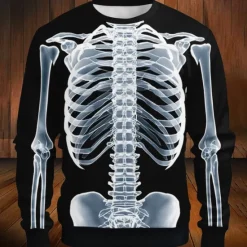 New OUKU Halloween Day of the Dead Skull Men's 3D Skeleton Sweatshirt Punk Party Long Sleeve Crew Neck Vacation Halloween Holiday Crewneck 3D Graphic Fall All Seasons Designer