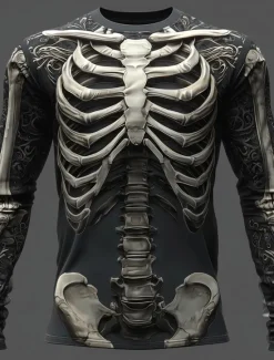 Sale OUKU Halloween Day of the Dead Skull Men's Skeleton Costume T Shirt Long Sleeve T shirt 3D Print Crew Neck Shirt Fashion Exaggerated Street Casual Daily Summer Spring Fall Clothing Apparel