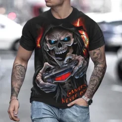 Discount OUKU Halloween Day of the Dead Skull Men's Skull Graphic Prints Shirt T Shirt Tee Retro Shirts Short Sleeve T shirt 3D Print Round Neck Shirt Vintage Designer Retro Street Daily Holiday