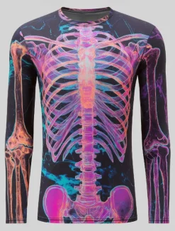 Outlet OUKU Halloween Day of the Dead Skull Men's Skeleton T Shirt Long Sleeve T shirt 3D Print Crew Neck Shirt Fashion Exaggerated Street Casual Daily Summer Spring Fall Clothing Apparel