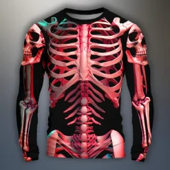 Discount OUKU Halloween Day of the Dead Skull Men's Graphic Skull Skeleton T Shirts Long Sleeve T shirt 3D Print Crew Neck Shirt Daily Designer Outdoor Party Holiday Spring Fall Clothing Apparel