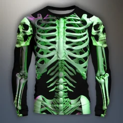 Discount OUKU Halloween Day of the Dead Skull Men's Graphic Skull Skeleton T Shirts Long Sleeve T shirt 3D Print Crew Neck Shirt Daily Designer Outdoor Party Holiday Spring Fall Clothing Apparel
