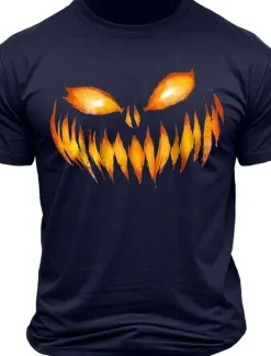 Best OUKU Halloween Grimace Black White Dark Grey T shirt Tee Men's Graphic 100% Cotton Shirt Sports Classic Shirt Short Sleeve Comfortable Tee Summer Spring Fashion Designer Clothing S M L XL XXL
