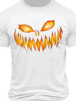 Best OUKU Halloween Grimace Black White Dark Grey T shirt Tee Men's Graphic 100% Cotton Shirt Sports Classic Shirt Short Sleeve Comfortable Tee Summer Spring Fashion Designer Clothing S M L XL XXL