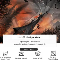 Sale OUKU Halloween Men's Castle Halloween Costumes Shirt Button Up Shirt Long Sleeve Casual Dark Party Evening Wear Fall Winter Spring & Summer Turndown Shirt Collar Button Up 3D Print Orange