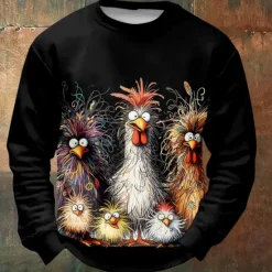 New OUKU Halloween Men's Chicken Sweatshirts Sweatshirt Long Sleeve Sweatshirt Crew Neck Funny 3D Printing Party Halloween Holiday Crewneck Winter Spring & Fall