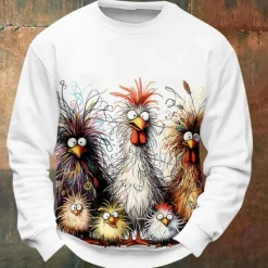 New OUKU Halloween Men's Chicken Sweatshirts Sweatshirt Long Sleeve Sweatshirt Crew Neck Funny 3D Printing Party Halloween Holiday Crewneck Winter Spring & Fall