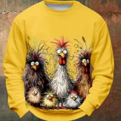 New OUKU Halloween Men's Chicken Sweatshirts Sweatshirt Long Sleeve Sweatshirt Crew Neck Funny 3D Printing Party Halloween Holiday Crewneck Winter Spring & Fall