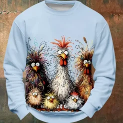 New OUKU Halloween Men's Chicken Sweatshirts Sweatshirt Long Sleeve Sweatshirt Crew Neck Funny 3D Printing Party Halloween Holiday Crewneck Winter Spring & Fall