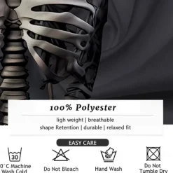 OUKU Halloween Men's Cool Skulls Halloween Costumes Button Up Shirt Long Sleeve Horror Dark Party Evening Wear Fall Winter Spring & Summer Shirt Collar Button Up 3D Print Black