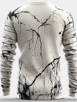 OUKU Halloween Men's Cool Skulls T Shirt Long Sleeve T shirt 3D Print Crew Neck Shirt Designer Horror Street Casual Daily Summer Spring Fall Clothing Apparel S M L XL XXL XXXL White