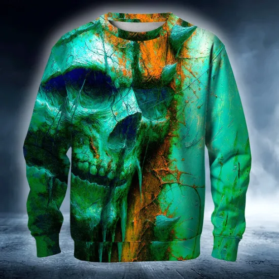 Outlet OUKU Halloween Men's Devil Reaper Sweatshirt Punk Party Long Sleeve Crew Neck Vacation Red Blue Crewneck 3D All Seasons Designer