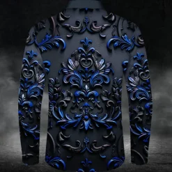 Sale OUKU Halloween Men's Halloween Costumes Day of the Dead Button Up Shirt Long Sleeve Dark Party Evening Wear Fall Spring & Summer Shirt Collar Button Up 3D Print Blue Purple Green Red