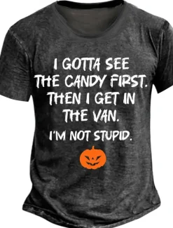 Best OUKU Halloween Men's Pumpkin Funny Slang T Shirt Short Sleeve T shirt 3D Print Crew Neck Shirt Retro Vintage Casual Street Style Street Sports Outdoor Casual Navy Blue Dark Gray Spring & Summer Clothing